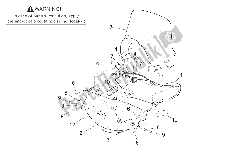 Alle Teile für das Frontkarosserie - Frontverkleidung des Aprilia Scarabeo 125 150 200 ENG Rotax 1999