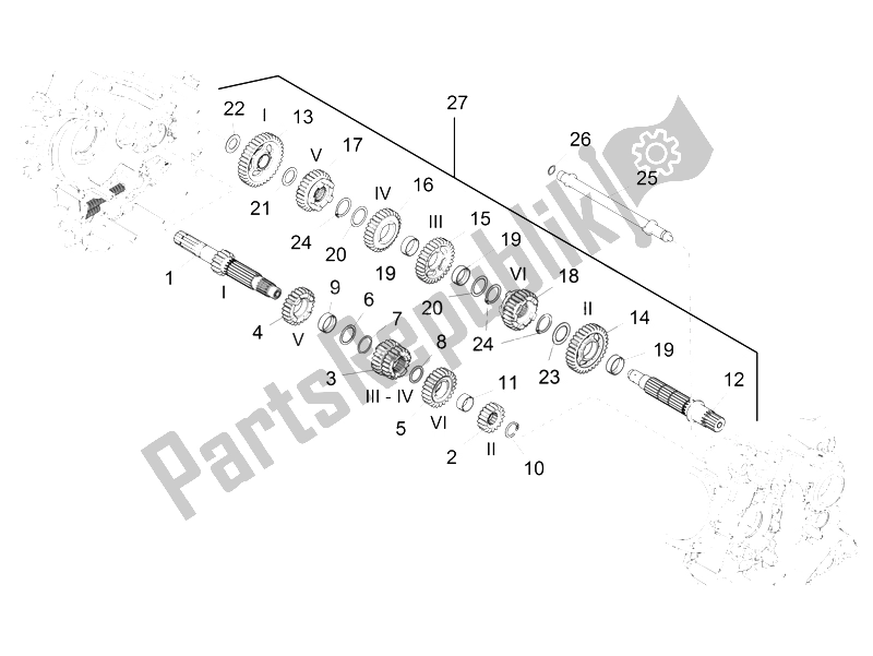 Todas las partes para Caja De Cambios - Conjunto De Engranajes de Aprilia Caponord 1200 Rally 2015