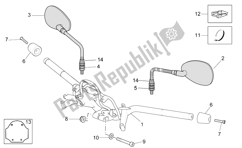 Tutte le parti per il Manubrio del Aprilia Scarabeo 300 Light E3 2009