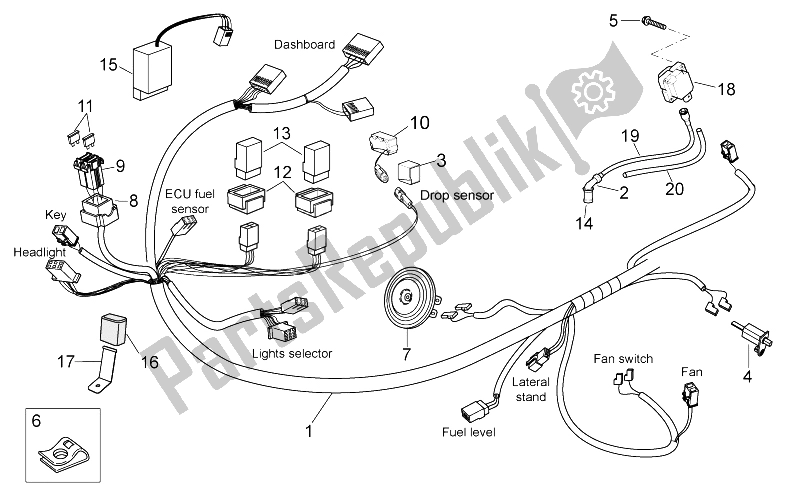 Wszystkie części do Przedni Uk? Ad Elektryczny Aprilia Atlantic 300 2010