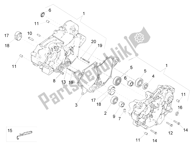 Alle Teile für das Kurbelgehäuse I des Aprilia RS4 125 4T 2011