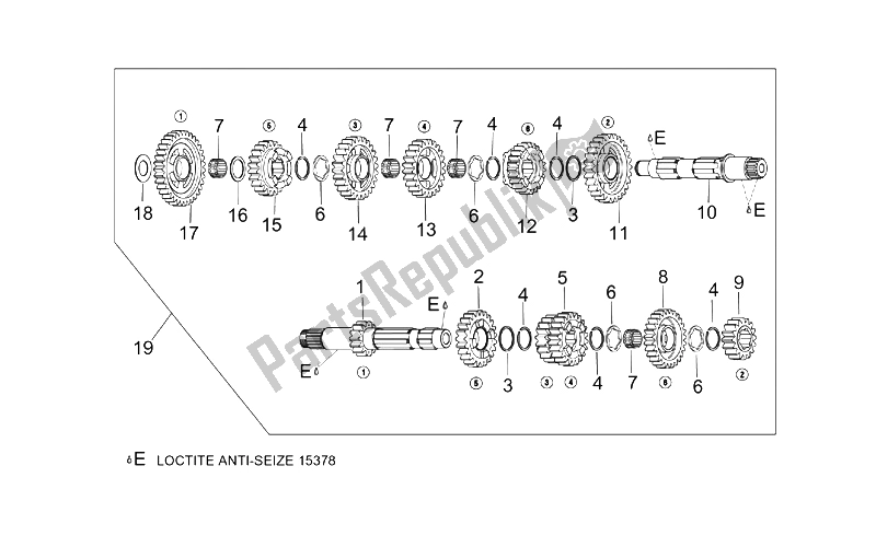 All parts for the Gear Box of the Aprilia RST 1000 Futura 2001