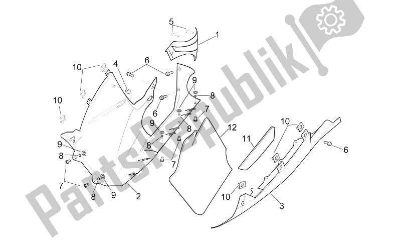 Toutes les pièces pour le Corps Central - Carénages Inférieurs du Aprilia RSV Mille 1000 1998