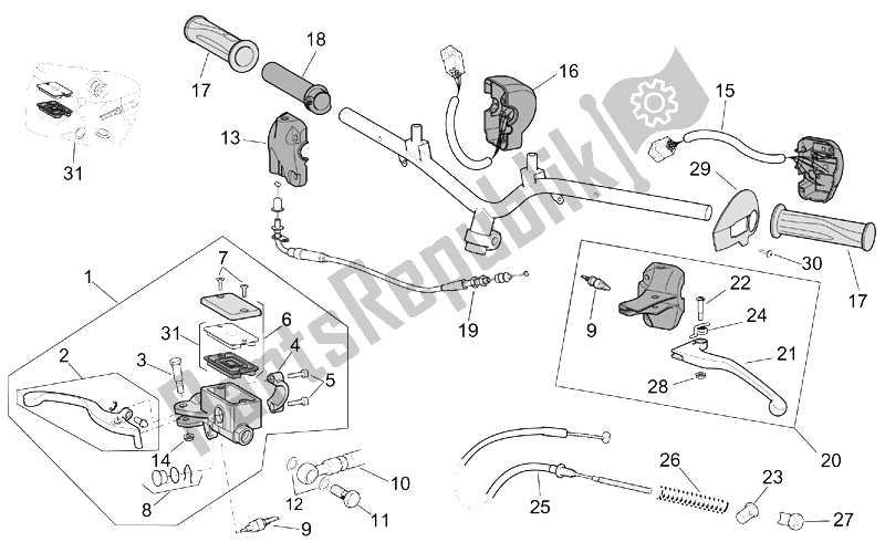 Toutes les pièces pour le Les Contrôles du Aprilia Scarabeo 50 4T 2V E2 2002