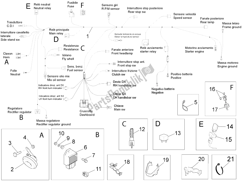 Todas las partes para Sistema Eléctrico Frontal de Aprilia RS4 50 2T 2014