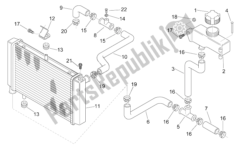 Todas as partes de Refrigerador De água do Aprilia RS 125 1999