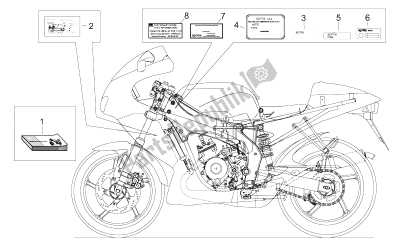 Tutte le parti per il Set Di Piastre E Manuale del Aprilia RS 125 1999