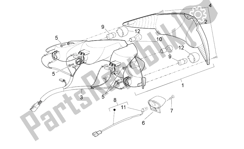 Toutes les pièces pour le Feu Arrière du Aprilia Sport City Street 300 4T 4V E3 2012