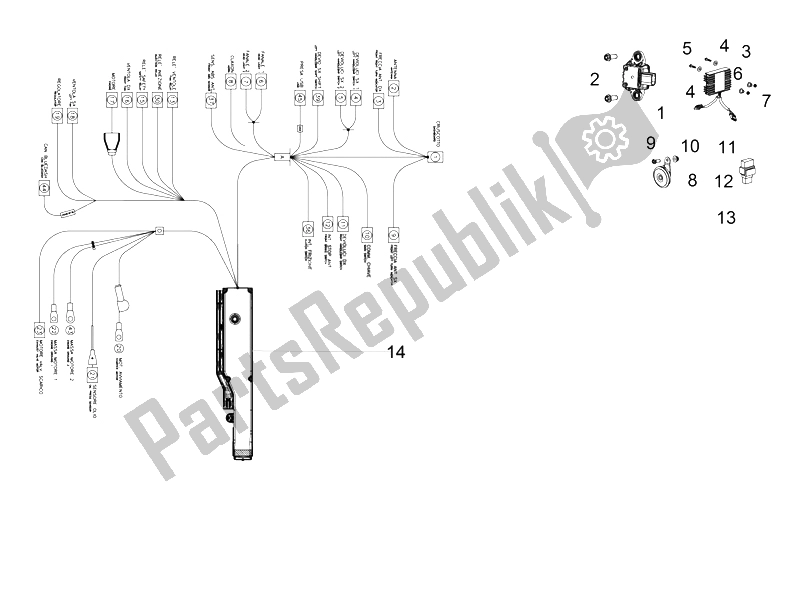 All parts for the Front Electrical System of the Aprilia RSV4 Racing Factory L E 1000 2015