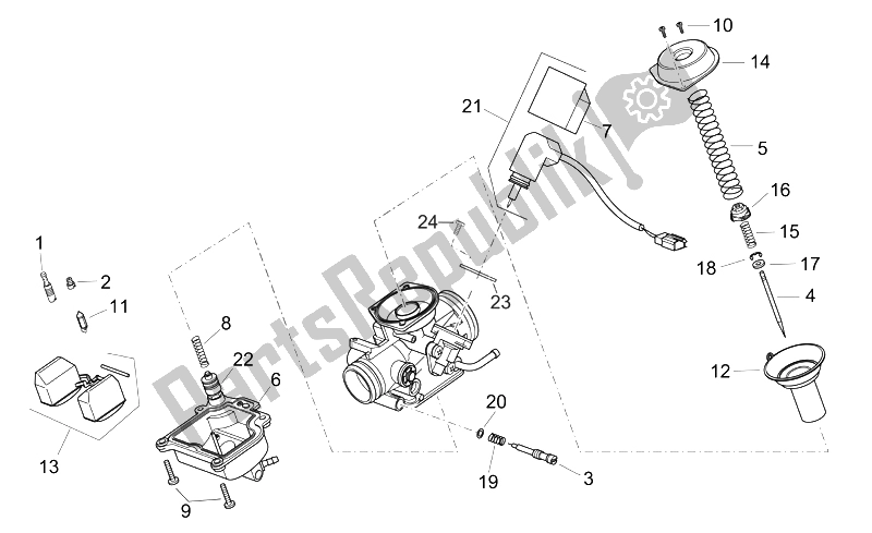 Toutes les pièces pour le Carburateur Ii du Aprilia Atlantic 125 250 2006