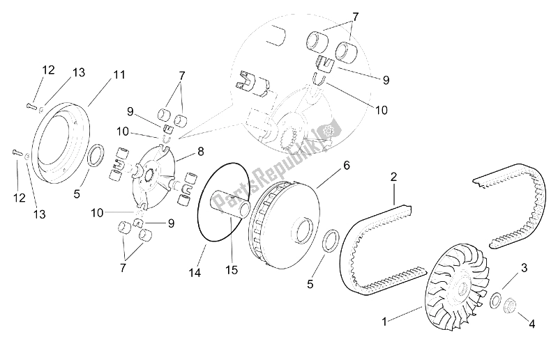 Toutes les pièces pour le Variateur du Aprilia Leonardo 250 ST ENG Yamaha 2001