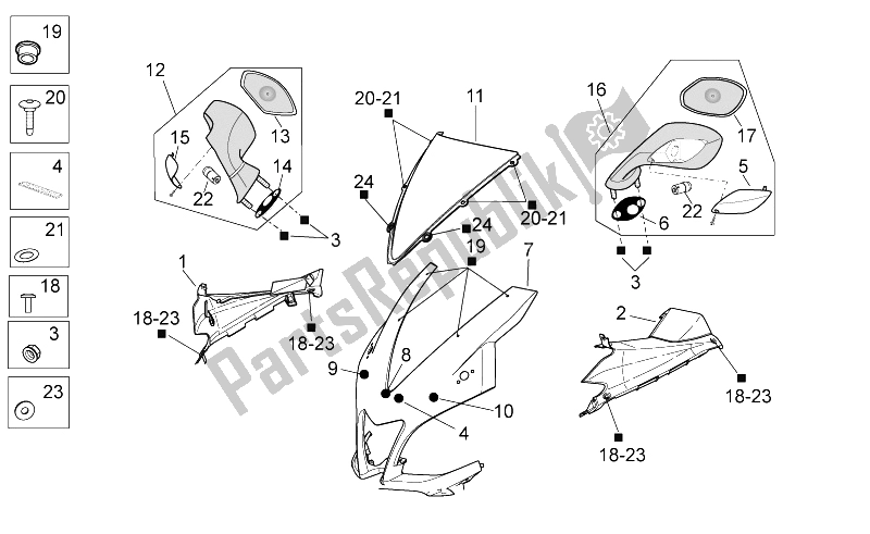 All parts for the Front Body I of the Aprilia RSV4 R SBK Factory 1000 2009