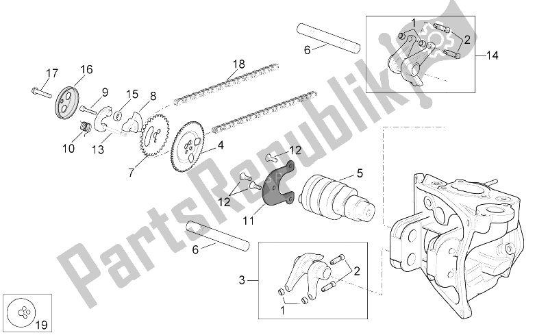 Alle onderdelen voor de Klep Controle van de Aprilia Scarabeo 400 492 500 Light 2006