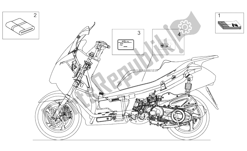 Toutes les pièces pour le Assiette Set-decal-op. Handbooks du Aprilia Atlantic 125 250 2006