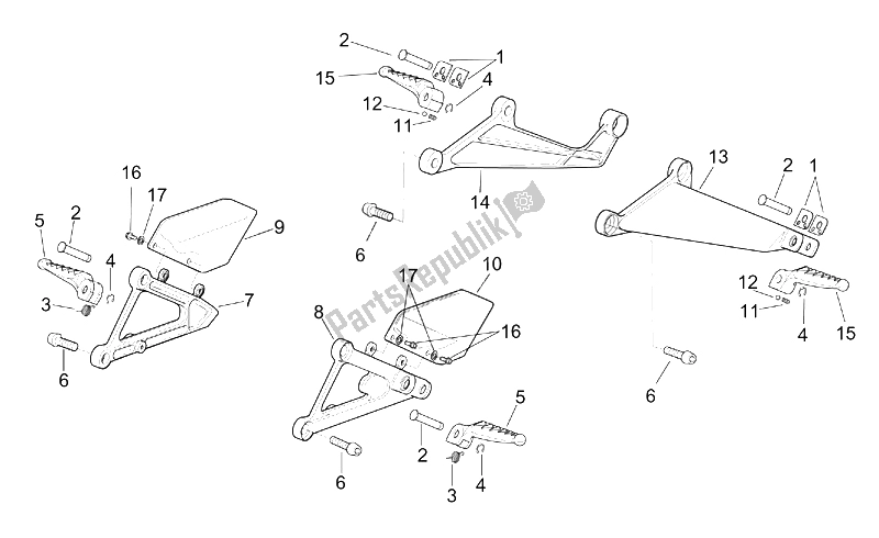 Toutes les pièces pour le Repose-pieds du Aprilia RSV Tuono 1000 2002