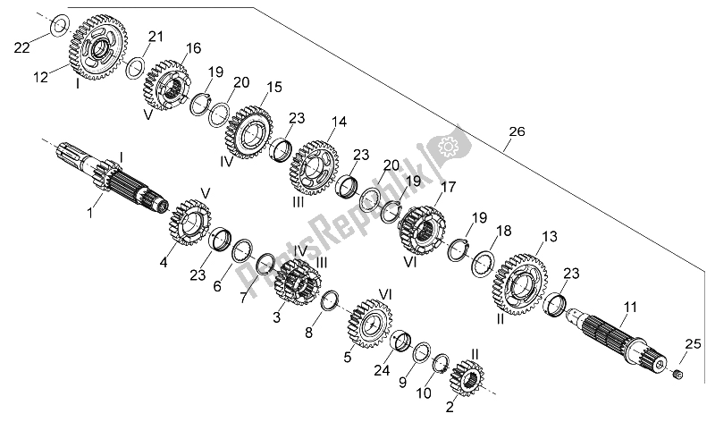 Alle Teile für das Getriebe des Aprilia Dorsoduro 750 ABS USA 2015