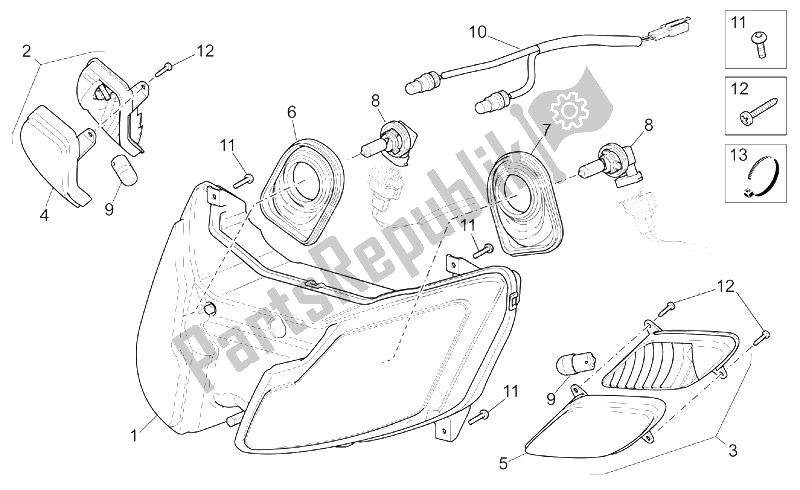 Toutes les pièces pour le Feux Avant du Aprilia SR 50 H2O NEW DI Tech 2004