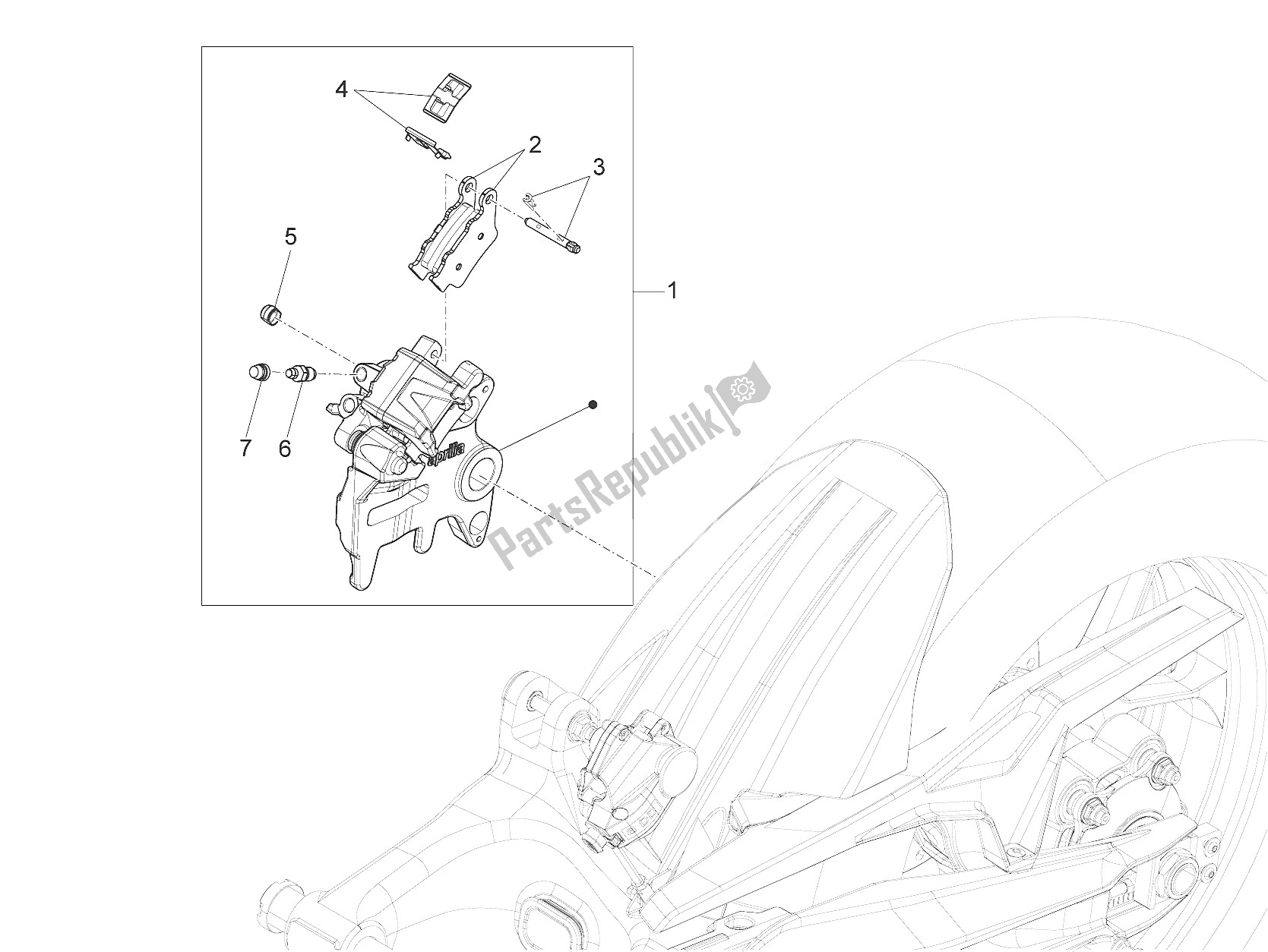 All parts for the Rear Brake Caliper of the Aprilia Caponord 1200 USA 2015