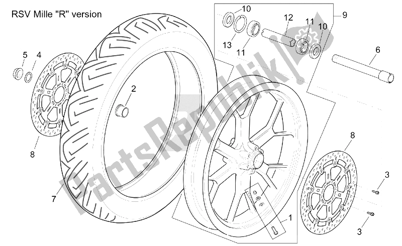 All parts for the Front Wheel Rsv Mille 