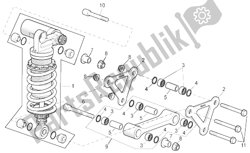 All parts for the Connecting Rod - Rear Shock Abs. Of the Aprilia RSV Tuono 1000 2006