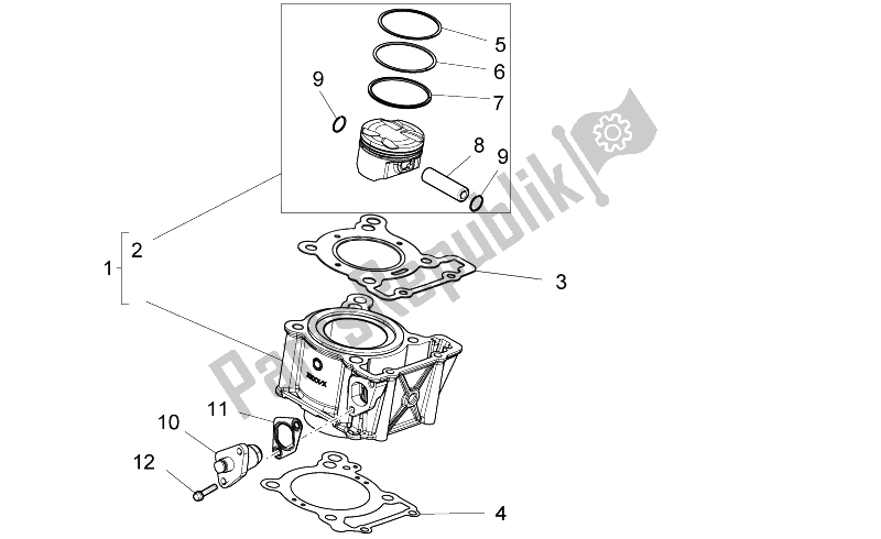 Alle onderdelen voor de Cilinder - Zuiger van de Aprilia RS4 125 4T 2011