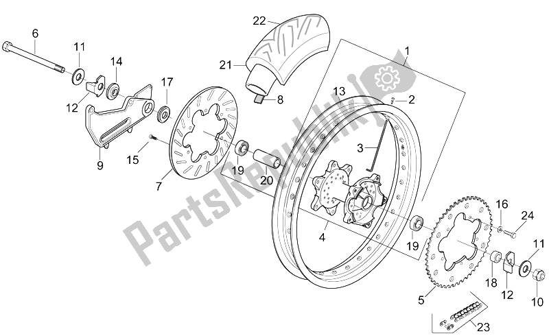 Toutes les pièces pour le Roue Arrière - Supermotard du Aprilia RX 50 1995