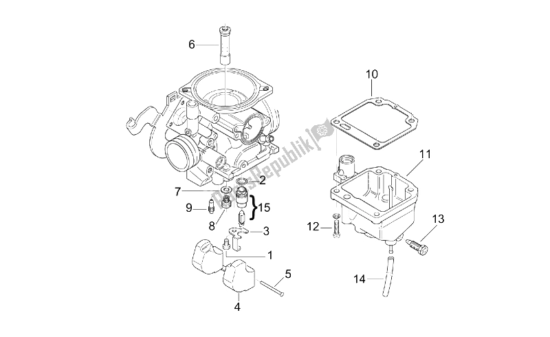 All parts for the Carburettor Iii of the Aprilia Leonardo 125 150 ST 2001