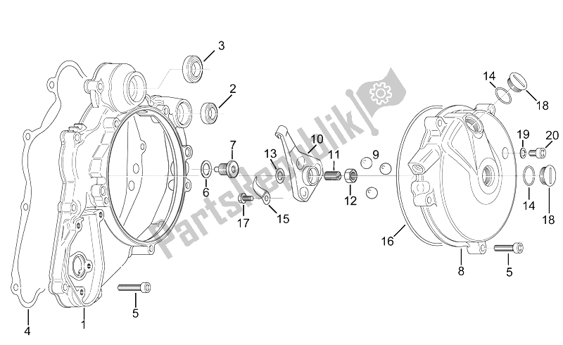 All parts for the Clutch Cover of the Aprilia RX 125 ENG 122 CC 1995