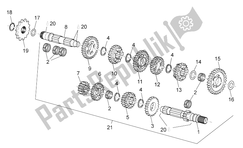 Todas as partes de Transmissão do Aprilia RX SX 125 2008