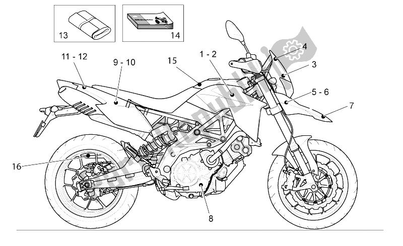 Todas as partes de Decalque - Kit De Ferramentas do Aprilia Dorsoduro 750 Factory ABS 2010