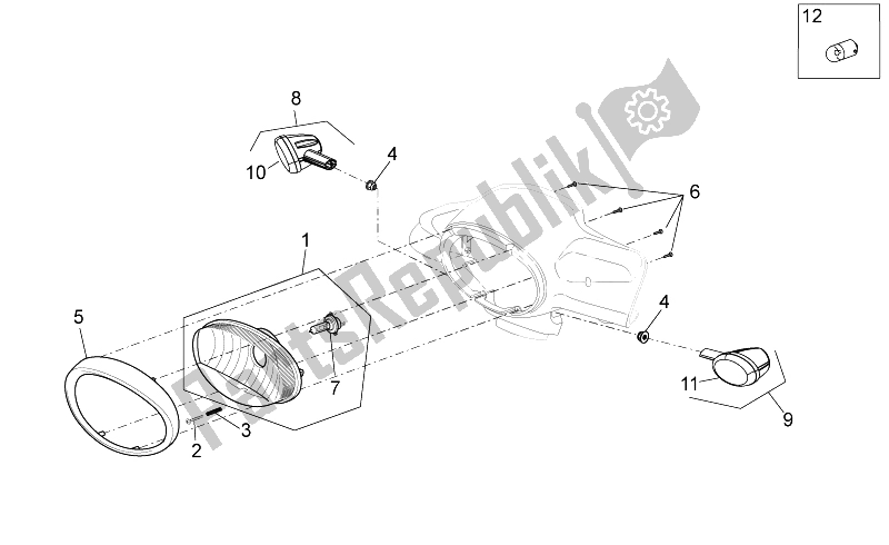 Toutes les pièces pour le Feux Avant du Aprilia Scarabeo 50 4T 4V 2014