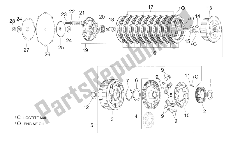 All parts for the Clutch of the Aprilia RSV Mille 1000 2000