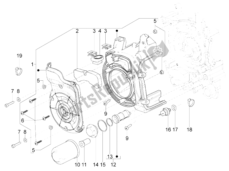 Alle Teile für das Schwungrad-magnetabdeckung - Ölfilter des Aprilia SR Motard 125 4T E3 2012