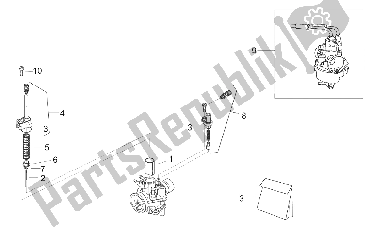 Tutte le parti per il Carburatore Iii del Aprilia RX 50 2003