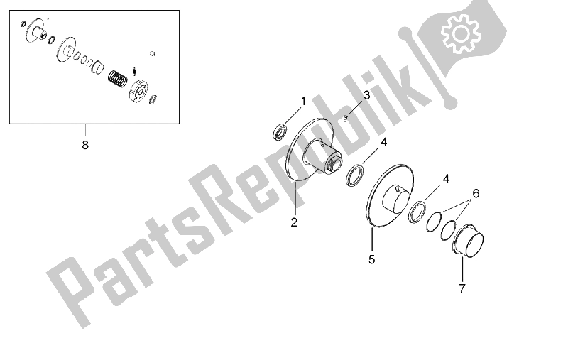 All parts for the Clutch I of the Aprilia SR 50 H2O 1997