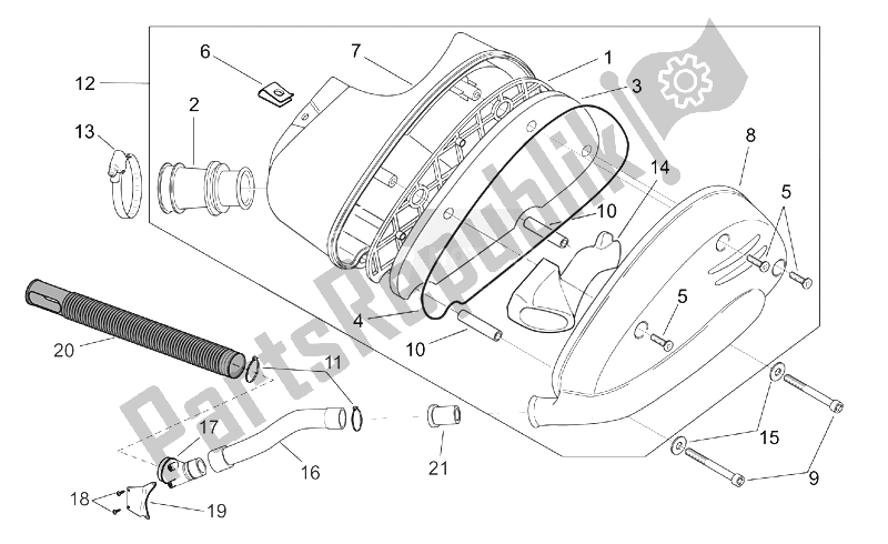 Alle onderdelen voor de Luchtfilterhuis van de Aprilia SR 50 H2O IE Carb 2003