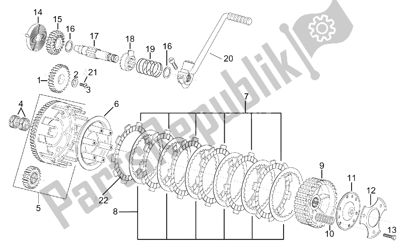 Tutte le parti per il Frizione del Aprilia RS 125 ENG 122 CC 1996