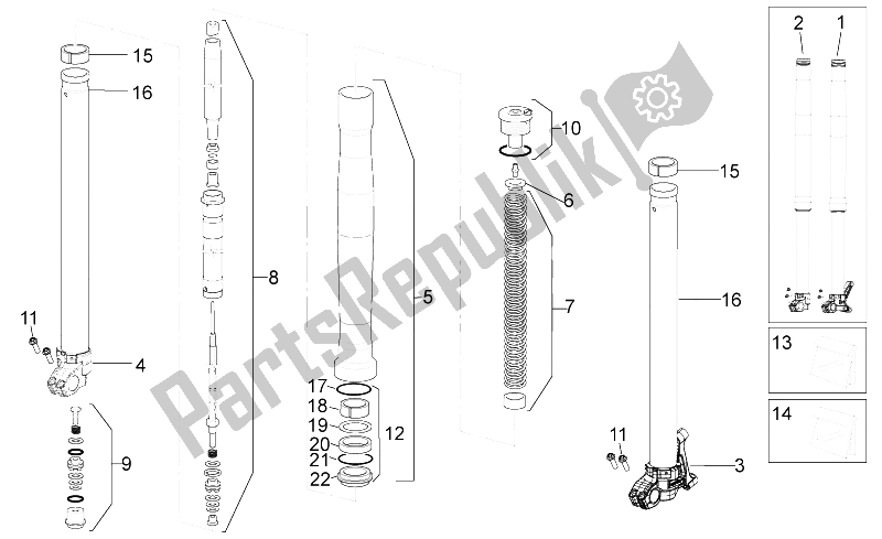 Tutte le parti per il Forcella Anteriore I del Aprilia SXV 450 550 2009