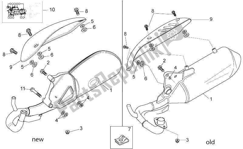 Toutes les pièces pour le Tuyau D'échappement du Aprilia Scarabeo 50 2T E2 ENG Piaggio 2007