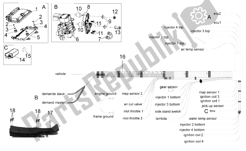 All parts for the Electrical System Iii of the Aprilia RSV4 Aprc R ABS 1000 2013