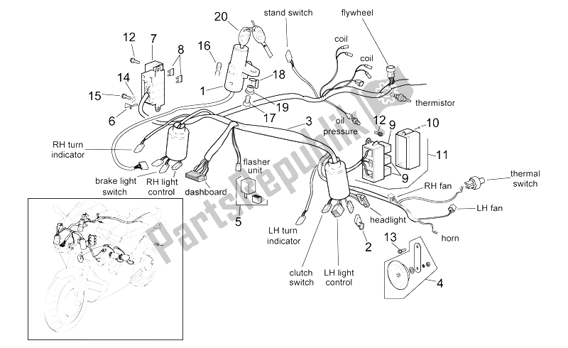 Todas las partes para Sistema Eléctrico Frontal de Aprilia RSV Mille 1000 1998