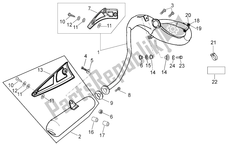 Toutes les pièces pour le Unité D'échappement du Aprilia SX 50 2014