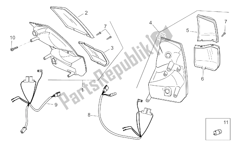 Toutes les pièces pour le Feu Arrière du Aprilia Atlantic 125 200 250 2003