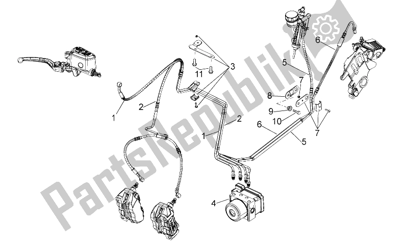 All parts for the Abs Brake System of the Aprilia Dorsoduro 750 ABS USA 2015