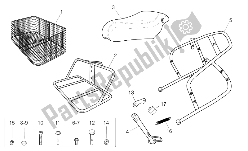 All parts for the Side Cases of the Aprilia Scarabeo 100 4T E2 2001