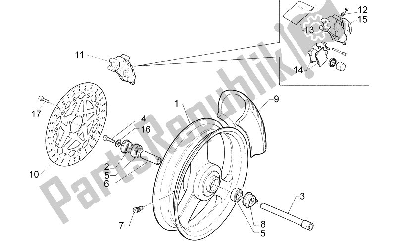 Todas las partes para Rueda Delantera Completa de Aprilia RS 125 ENG 123 CC 1996