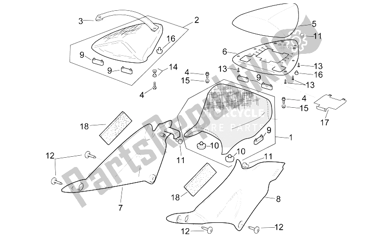 All parts for the Saddle of the Aprilia RSV Mille 1000 1998