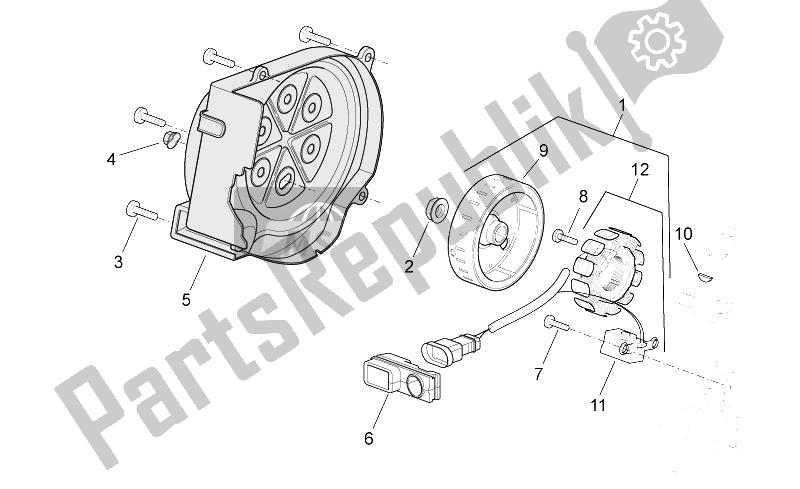 All parts for the Flywheel of the Aprilia SR 50 H2O NEW IE Carb 2004