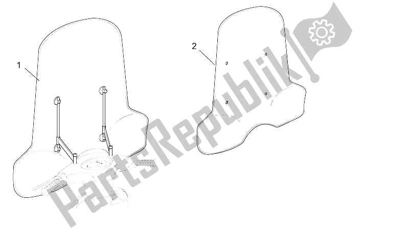 All parts for the Acc. - Windshields of the Aprilia Scarabeo 50 2T E2 ENG Piaggio 2005