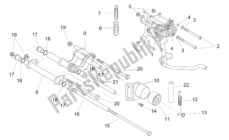 All parts for the Central Stand - Connecting Rod of the Aprilia Mojito 125 1999